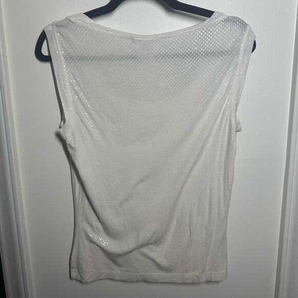 St. John Caviar White Sequin Sparkle Tank Top Size Small - Picture 3 of 10